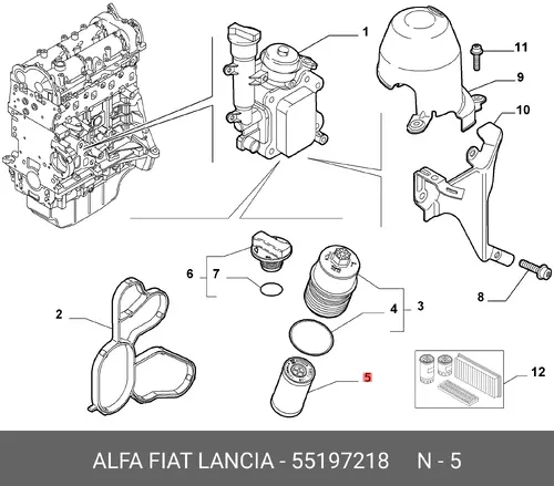 Фильтр масляный LANCIA 55197218 Opel