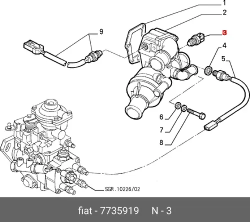 датчик температуры охлажд.жидкости Fiat 7735919