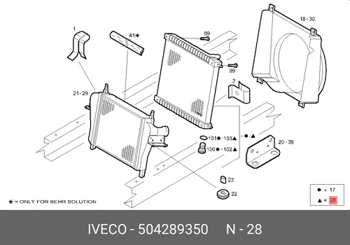 Радиатор системы охлаждения двигателя IVECO 504289350