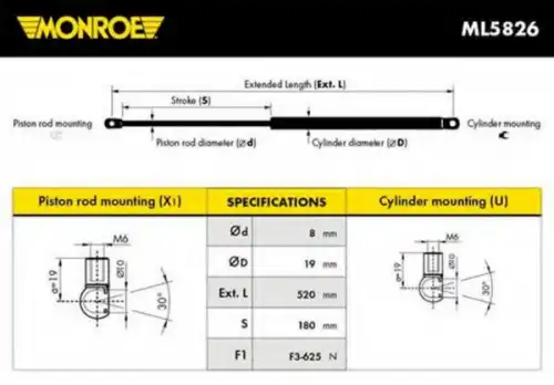 Амортизатор (упор) багажника MONROE ML5826