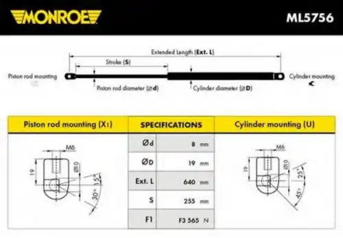 Амортизатор (упор) багажника MONROE ML5756