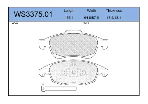 Тормозные колодки дисковые JEENICE WS3375.01