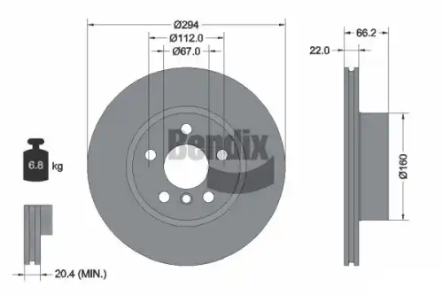 Тормозной диск !COAT Z \BMW 3 318 d (19>20) BDS1633HC BENDIX