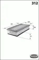 Фильтр воздушный MECAFILTER ELP3840