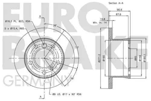 Тормозной диск EUROBRAKE 5815203396