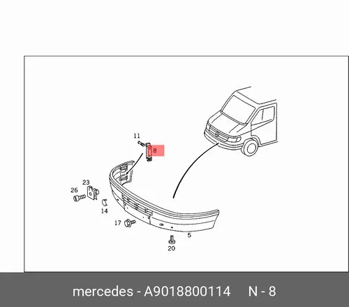 кронштейн!бампера переднего\MB Sprinter 2.3 95-06 901 880 01 14
