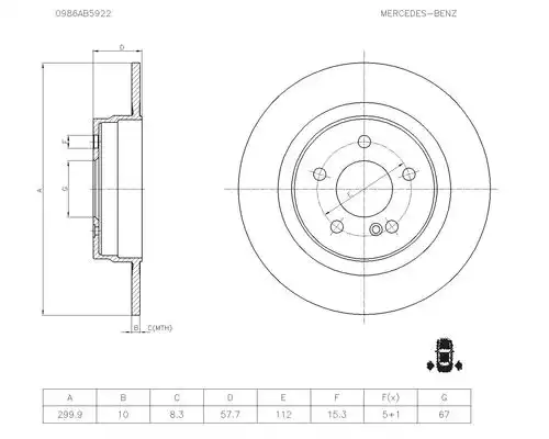 Тормозной диск BOSCH 0 986 AB5 922