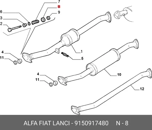 КОЛЬЦО УПЛОТНИТЕЛЬНОЕ СИСТЕМЫ ВЫПУСКА (М 9150917480 FIAT