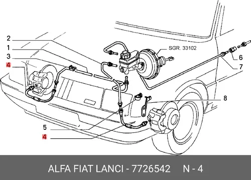 шланг тормозной Fiat 7726542