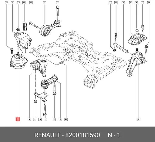 Подушка подвес двигателя 82 00 181 590 RENAULT