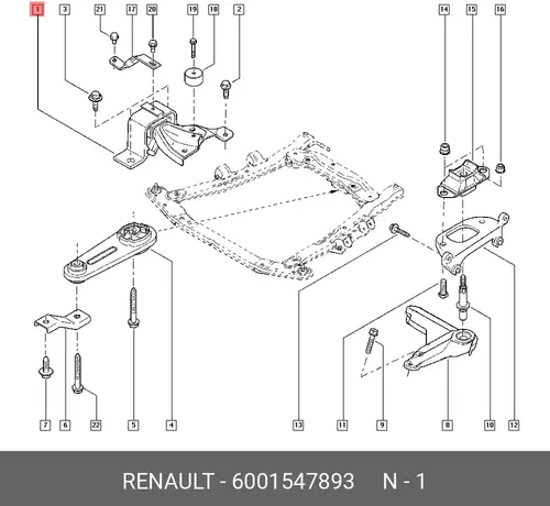 Подушка крепления двигателя RENAULT 60 01 547 893