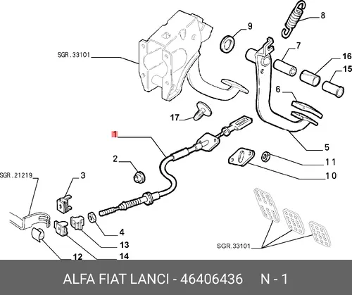 Трос сцепления FIAT 46406436