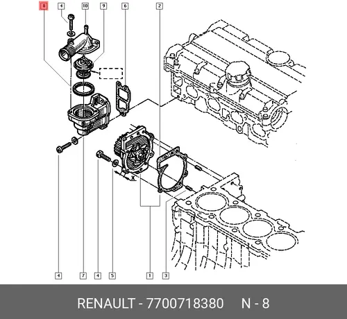7700718380 УПЛОТНЕНИЕ ТЕРМОСТАТА RENAULT