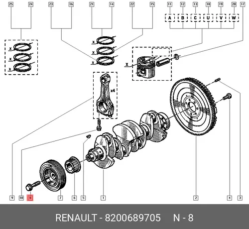 БОЛТ ШКИВА КОЛЕНВАЛА 82 00 689 705 RENAULT