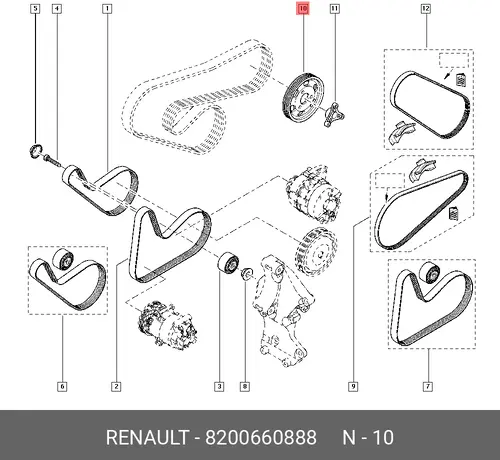 Шкив гидроусилителя руля RENAULT 82 00 660 888