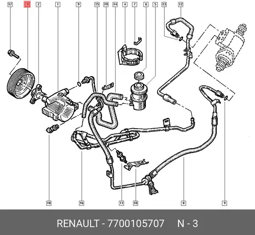 Шкив гидроусилителя руля RENAULT 77 00 105 707