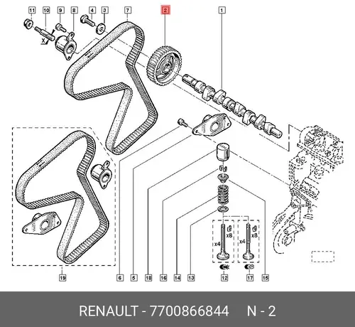 шестерня распредвала!\ Renault Clio/Kangoo/Megane/Scenic 1.9D 96-03 77 00 866 844