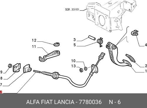 Трос сцепления FIAT 7780036