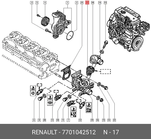 Термостат системы охлаждения RENAULT 7701042512