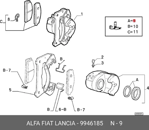 ремкомпл. дискового тормоза Ford 9946185 FIAT