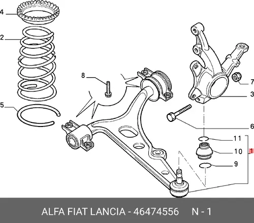 Рычаг подвески FIAT 46474556 слева