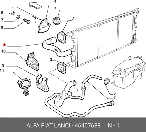 патрубок радиатора Fiat 46407688