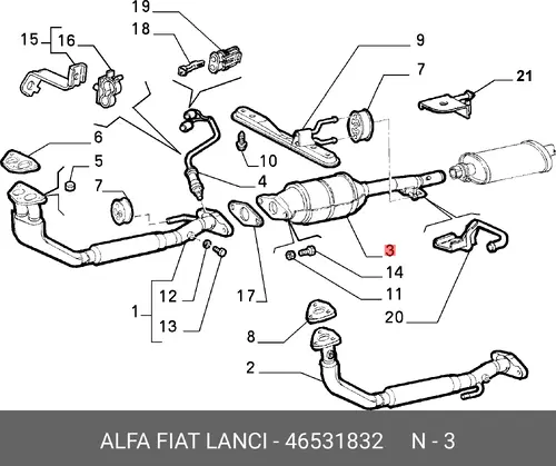 катализатор глушителя Fiat 46531832