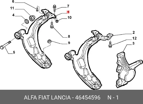 рычаг правый без г/у Fiat 46454596