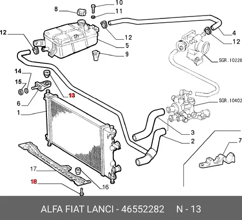 подушка радиатора Fiat 46552282