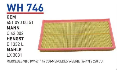Фильтр воздушный WUNDER WH746