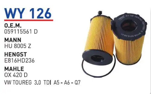 Фильтр масляный WUNDER WY126