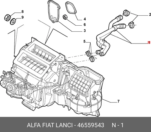 ПАТРУБОК ОТОПИТЕЛЯ 46559543 FIAT