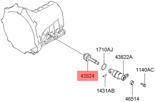 Шестерня привода спидометра D4BF Porter 436244A200 HYUNDAI