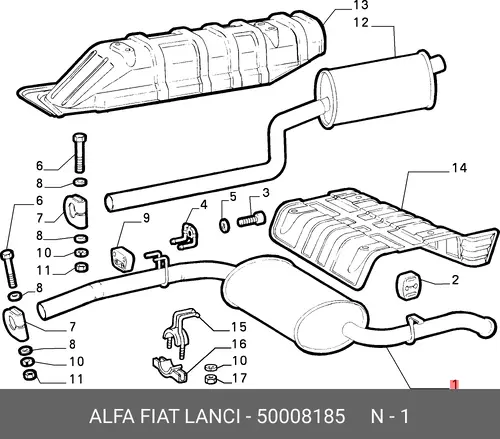 глушитель задняя часть Fiat 50008185