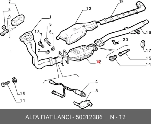 катализатор глушителя Fiat 50012386