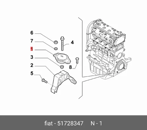 подушка ДВС Fiat 51728347
