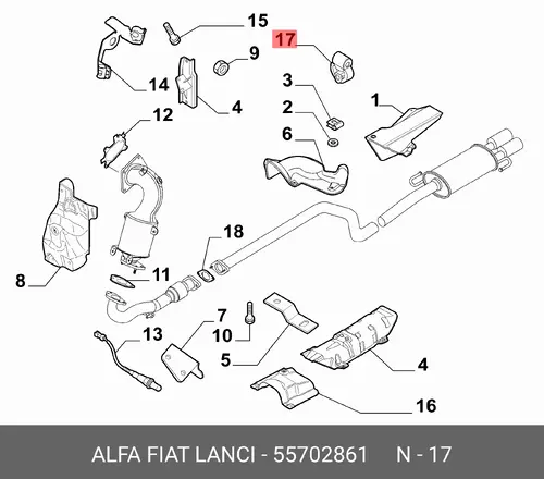 КРОНШТЕЙН ГЛУШИТЕЛЯ 55702861 FIAT