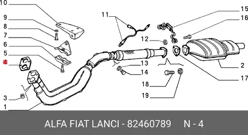 Прокладка глушителя FIAT 82460789