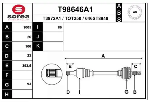 привод \ LEXUS RX T98646A1 EAI