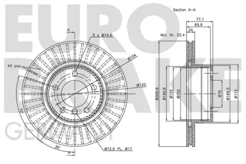 Тормозной диск EUROBRAKE 5815201553