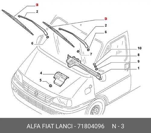 Щетка стеклоочистителя 71804096 FIAT