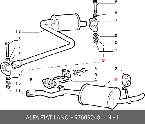 глушитель задняя часть Fiat 97609048