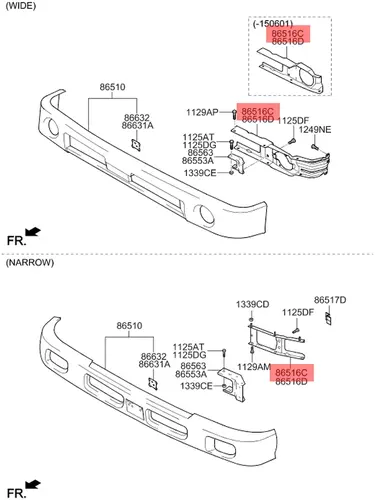 Усилитель бампера HYUNDAI / KIA 8651556000