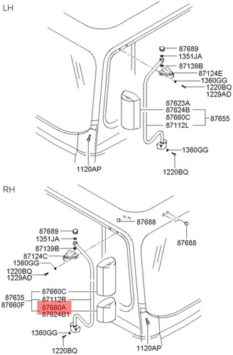Зеркала заднего обзора 876607A302 HYUNDAI