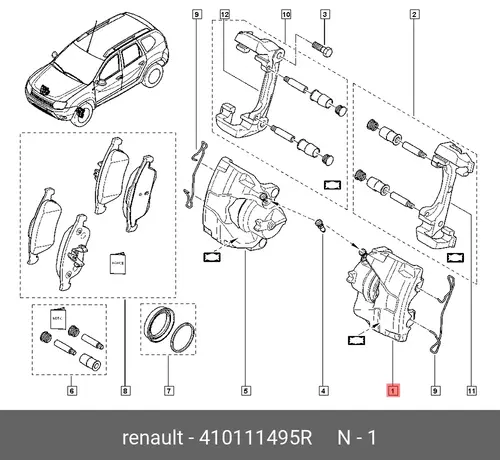 Суппорт тормозной RENAULT 41 01 114 95R