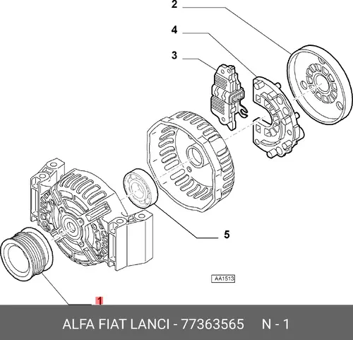 шкив генератора AR 77363565 FIAT