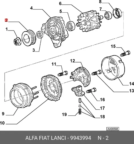 шкив генератора AR 9943994 FIAT