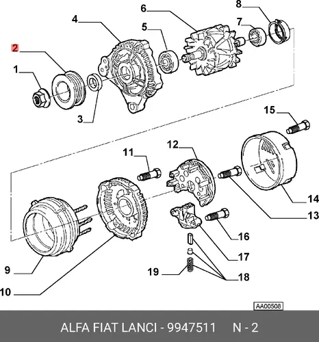 шкив генератора AR 9947511 FIAT