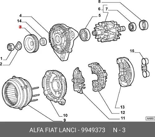 шкив генератора AR 9949373 FIAT