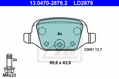 Тормозные колодки дисковые ATE 13.0470-2879.2
